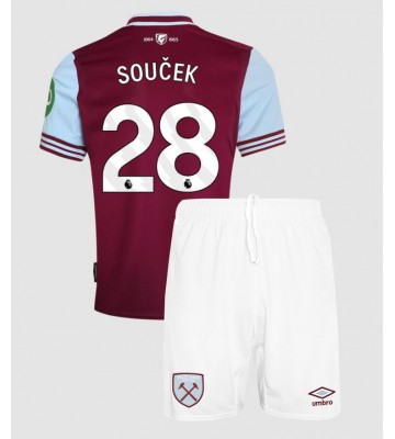 West Ham United Tomas Soucek #28 Primera Equipación Niños 2024-25 Manga Corta (+ Pantalones cortos)